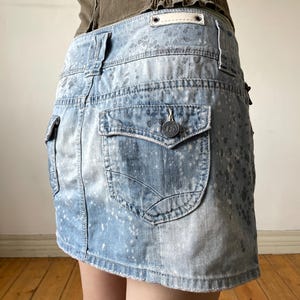2000s vintage tie dye splatter skirt | summer festival y2k coachella distressed utopian denim mini skirt |