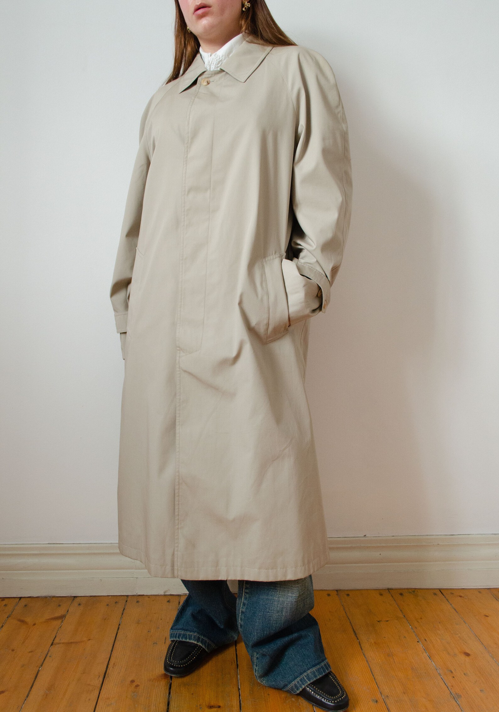 Vintage 90s Green Ladies' Wool Trench Coat 4