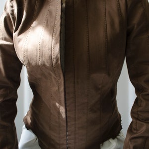 blazer PLEIN SUD vintage, blazer marron vieilli déconstruit avec crochet et fermeture à œil, vintage d'archives S-M image 5