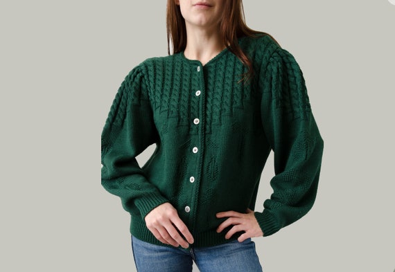 vintage trachten cardigan | Green folk cardigan, P
