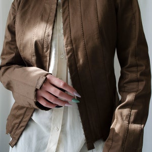blazer PLEIN SUD vintage, blazer marron vieilli déconstruit avec crochet et fermeture à œil, vintage d'archives S-M image 8