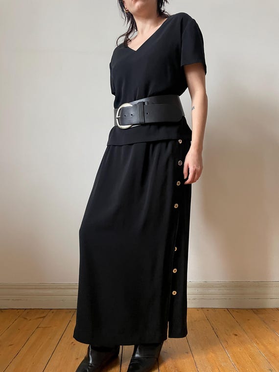 Vintage Black Long Dress Black Maxi Womens Dress, American