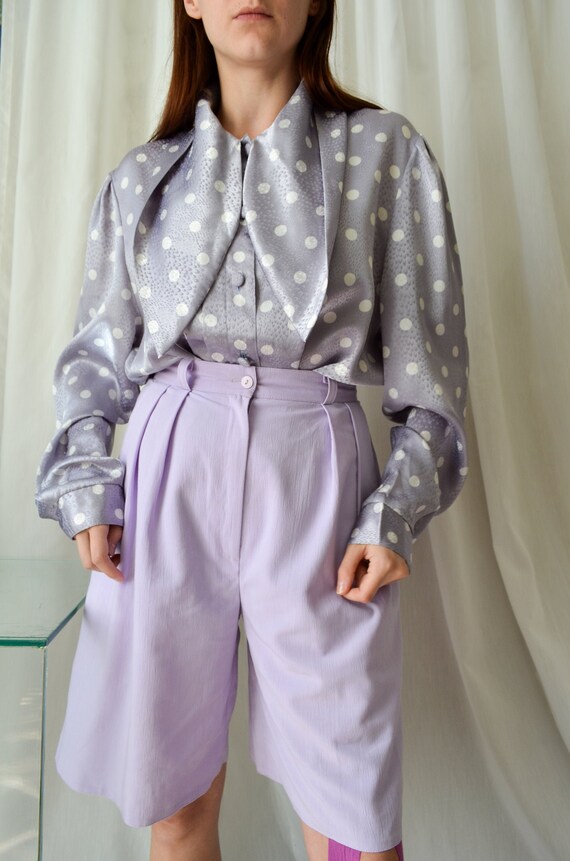 80s polka dot blouse | vintage purple blouse,big s