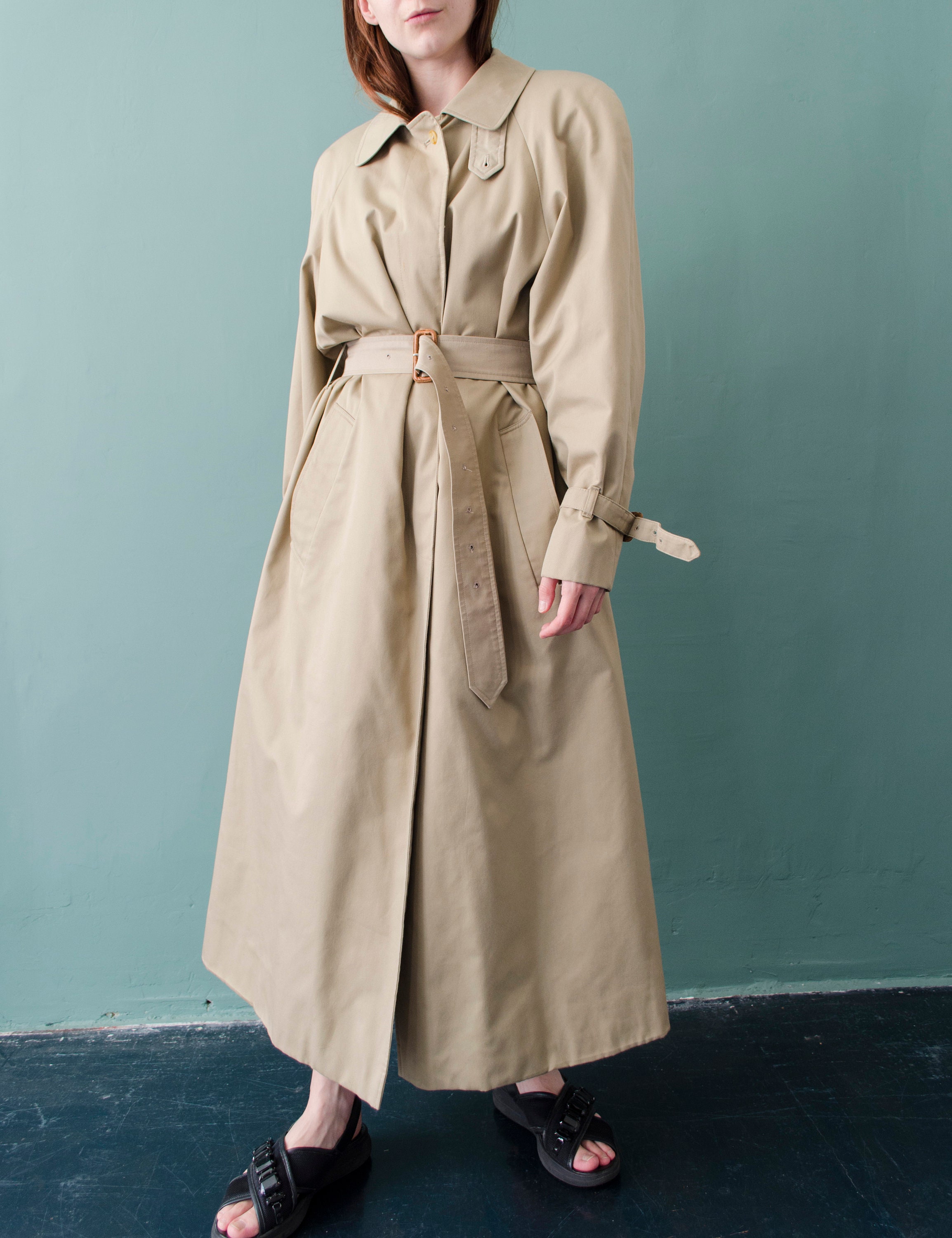 Vintage AQUASCUTUM Beige Trench Coat | 80s Womens Belted Vintage AQUASCUTUM Beige Trench Coat | 80s Womens Belted