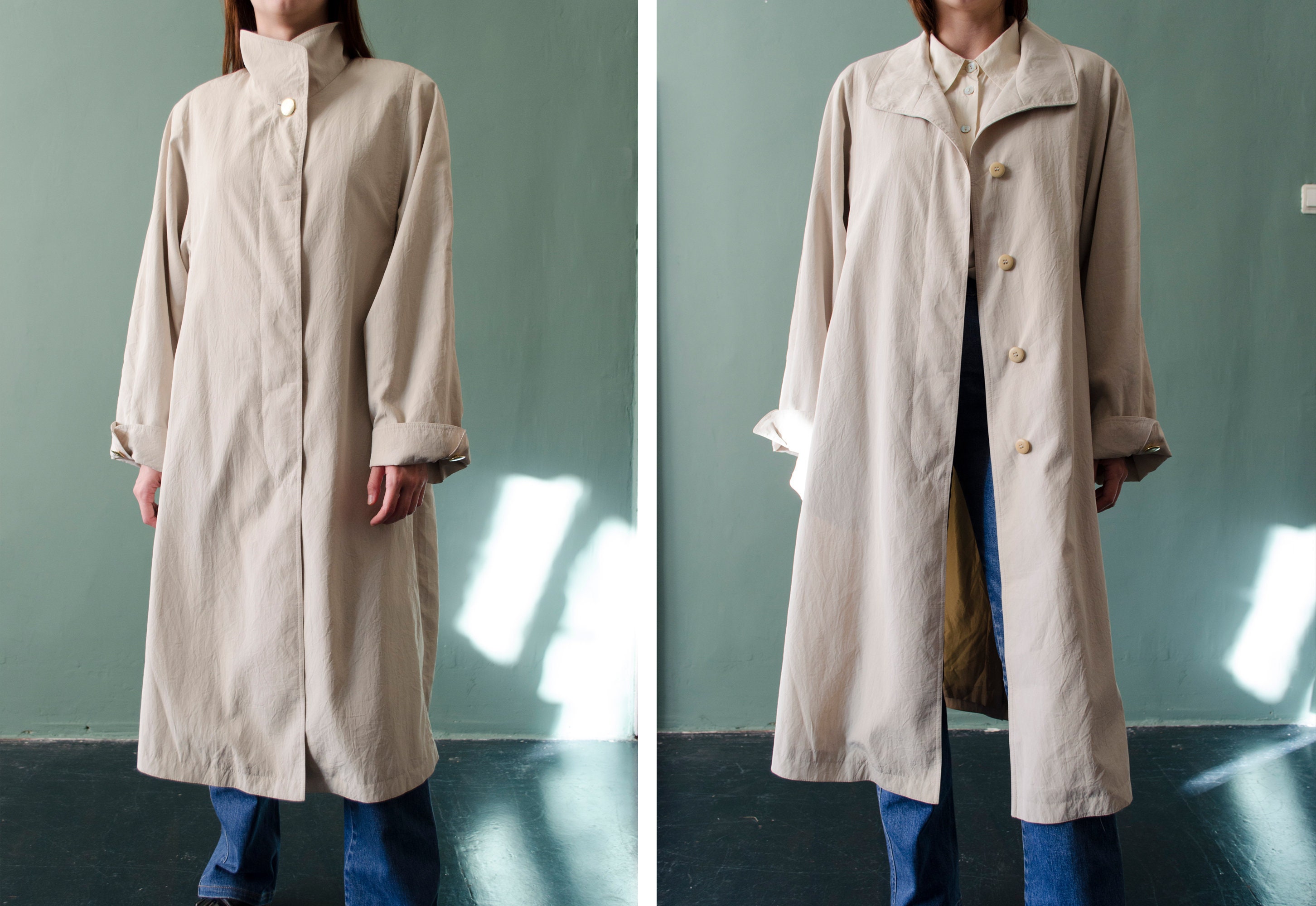 beige duster coat womens
