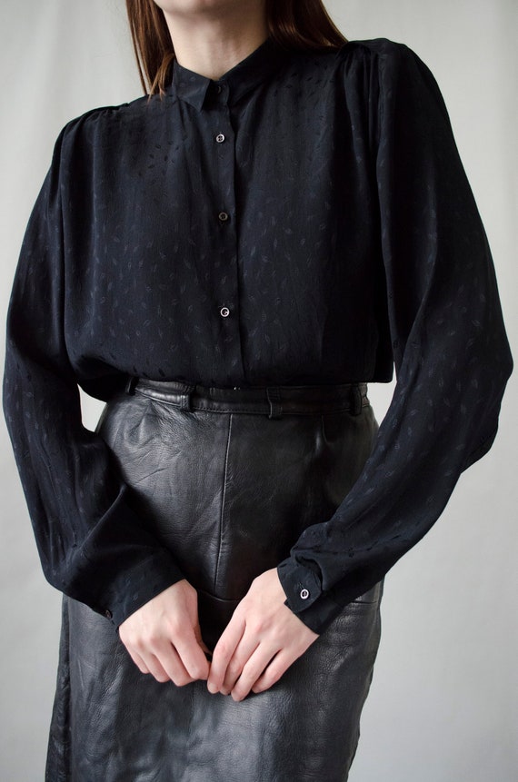 vintage CHRISTIAN DIOR blouse | Black silk designe