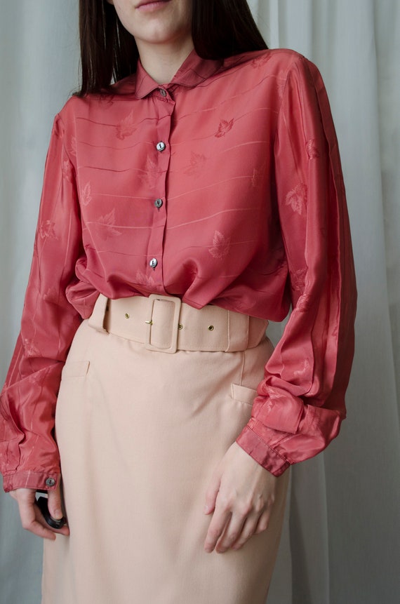 70s Vintage raspberry red blouse | Statement blous