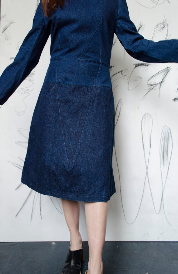 Women Vintage Denim O-Neck Dress main image 1