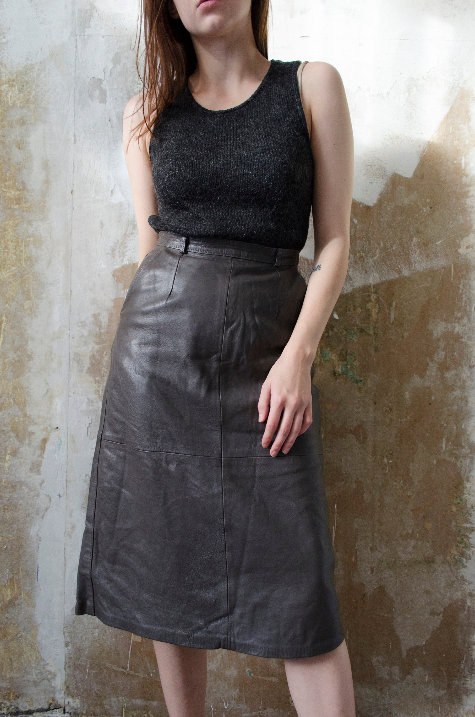 High waisted leather skirt decade online