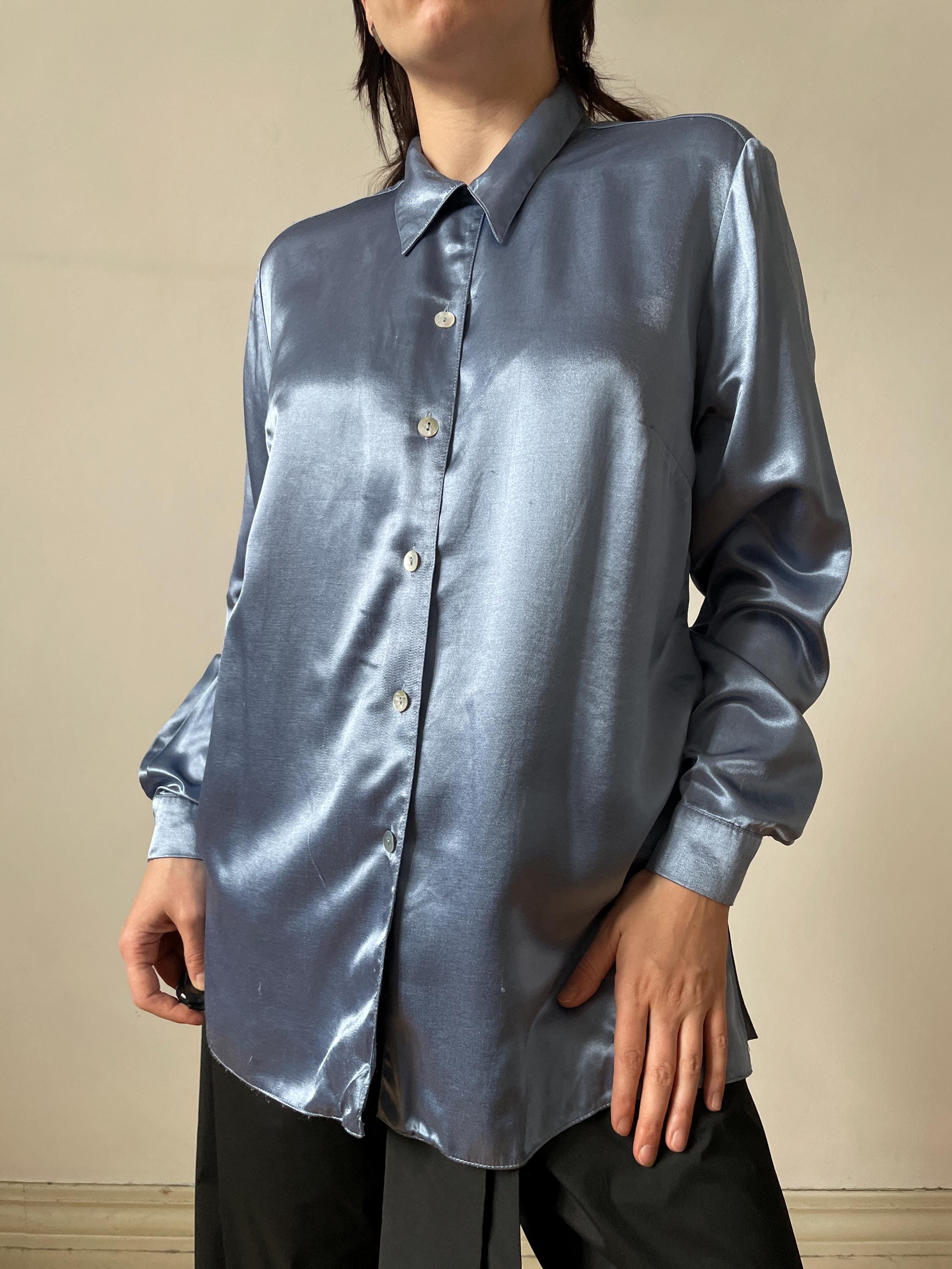 grey satin blouse uk