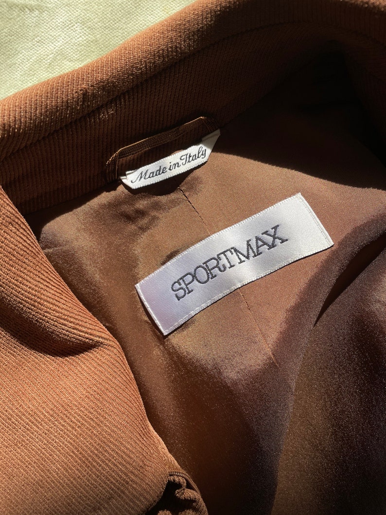 vintage SPORTMAX blazer, brown corduroy velvet blazer with zip up and pointy collar XS S image 10