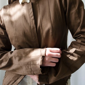 blazer PLEIN SUD vintage, blazer marron vieilli déconstruit avec crochet et fermeture à œil, vintage d'archives S-M image 9