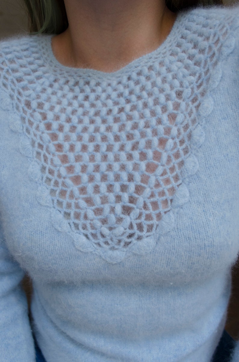 Vintage Blue Angora Sweater Baby Blue Sweater Romantic Etsy