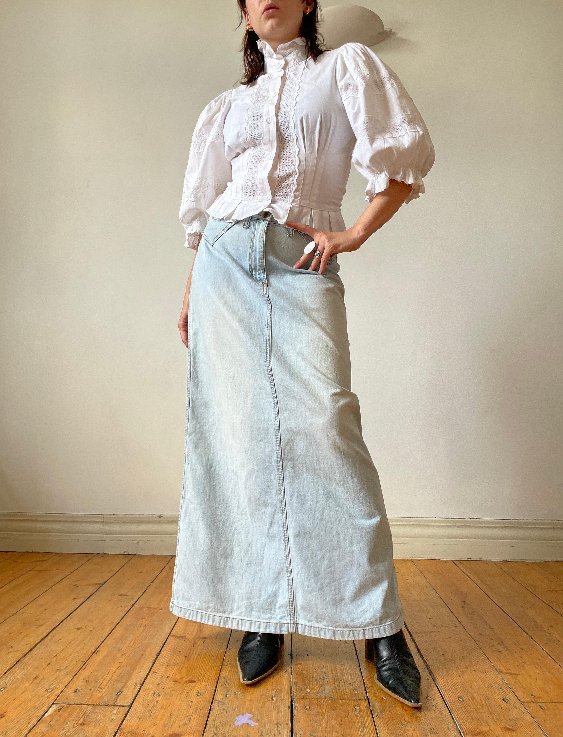 Maxi Denim Skirt Etsy