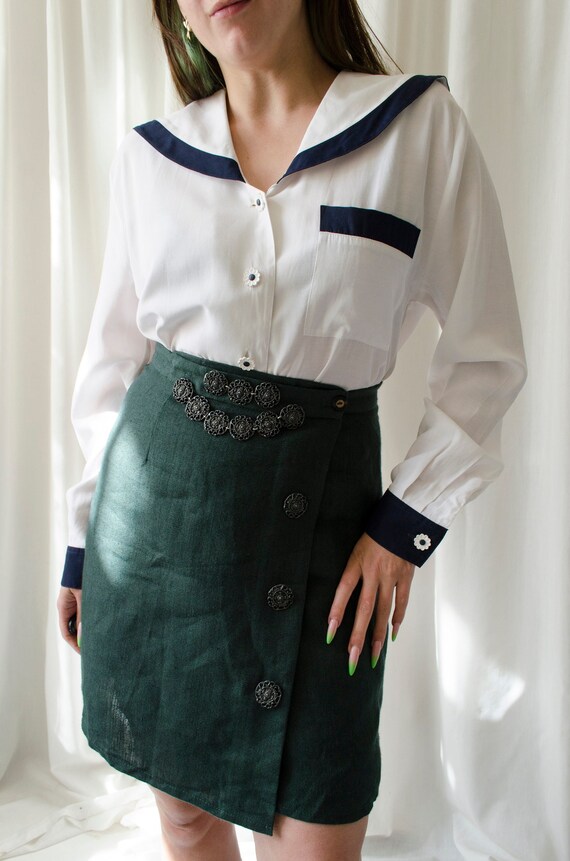 Vintage Sailor Collar Blouse Nautical 