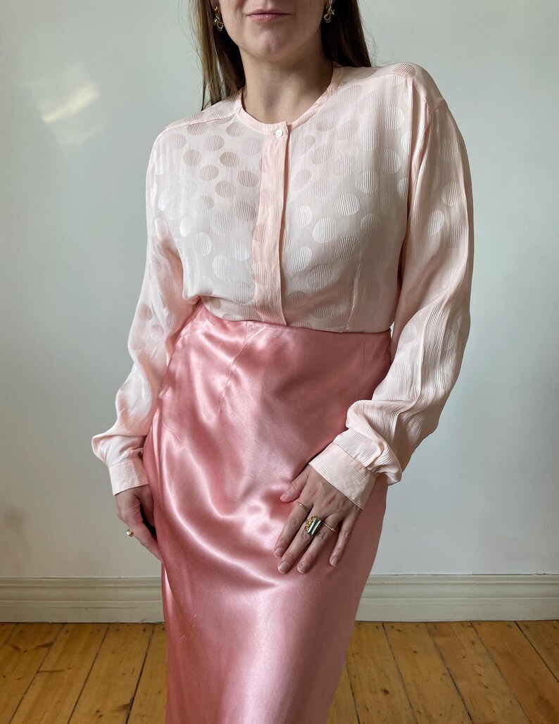 Blouse Bébé En Satin Rose à Pois - Taille XS, Occasion Très Bon état