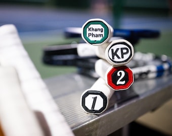 Custom Text Tennis Racket Butt Cap - Snap-On Trap Door Replacement