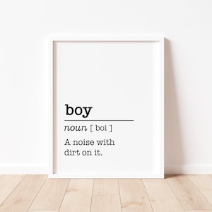 BOY DEFINITION Print -  Children's wall art, Bedroom, Playroom | Nursery decor, Prints for Office, Boys Bedroom Print