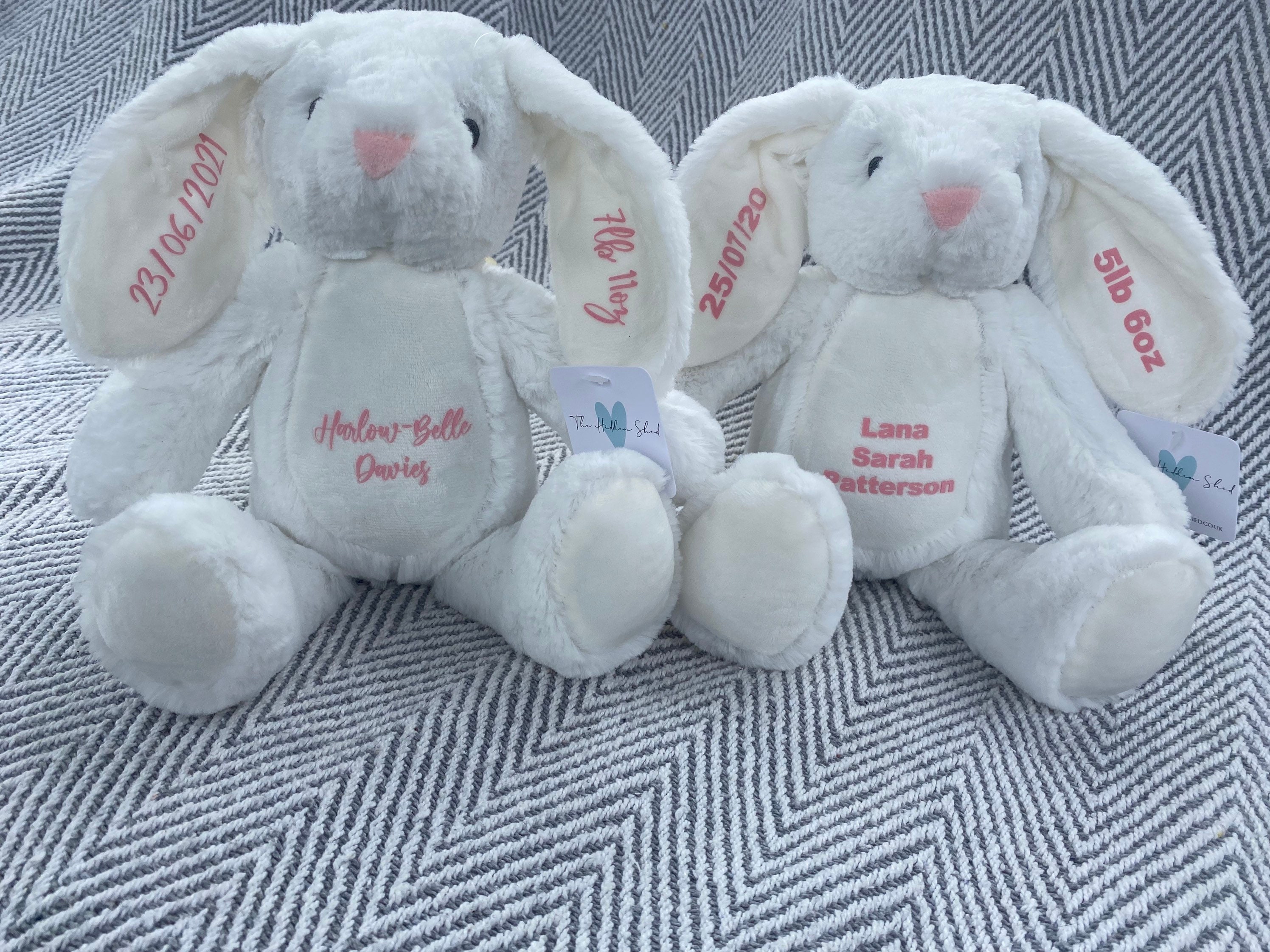 New Baby Teddy Elephant / Rabbit / Bunny Your Name Teddy | Etsy UK