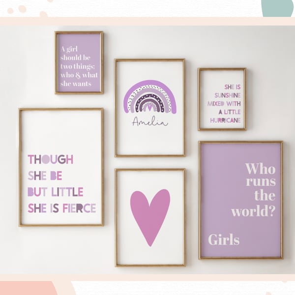 GALLERY Wall PRINT SET Purples -  Girls wall art, Bedroom, Playroom | Nursery decor, Teenage girls Print set,