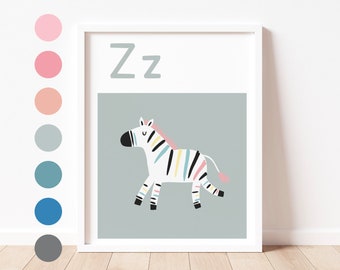 ALPHABET Print - Z is for ZEBRA - Lernbuch | Spielzimmer Drucke | Kinderzimmer Dekor | Vorschule Kleinkind Druck