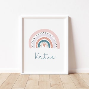 NAMED RAINBOW Modern Print  -  Nursery wall art, Bedroom Playroom decor, Decor / prints for nursery, rainbow print, baby gift