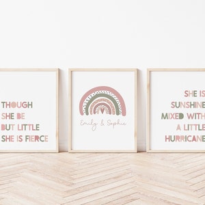 PRINT SET BUNDLE Pink.& Green -  Children's wall art, Bedroom, Playroom | Nursery decor, Teenage girls Print set, Sunshine Hurricane,