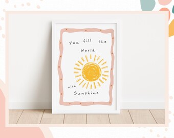 Lámina infantil Sunshine / Arte minimalista bohemio para habitación infantil
