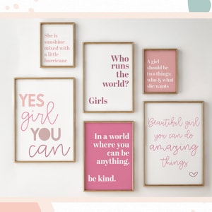 GIRLS GALLERY Wall PRINT Set - Arte de pared para niñas, dormitorio, decoración de sala de juegos / guardería, conjunto de impresión para niñas adolescentes, paquete de impresión para niñas