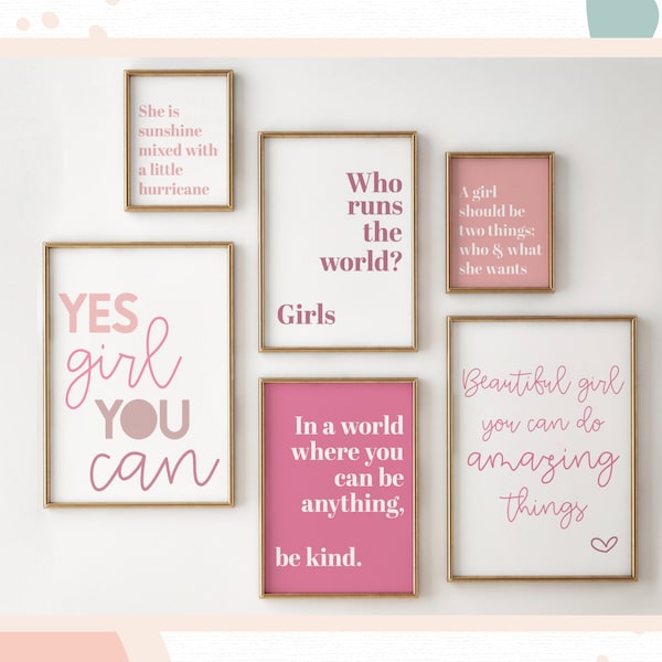 GIRLS GALLERY Wall PRINT Set -  Girls wall art, Bedroom, Playroom | Nursery decor, Teenage girls Print set, Girls print bundle