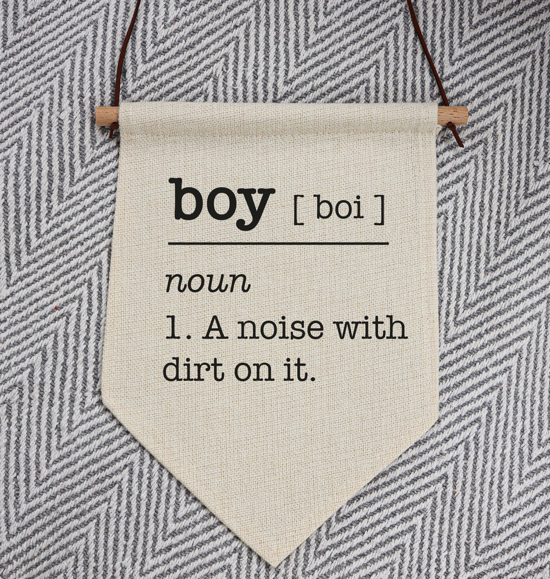 BOY DEFINITION Linen Hanging Pennant Boys Bedroom Decor Boys Etsy