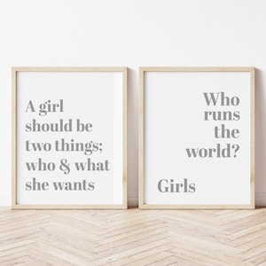 GIRLS PRINT SET -  Children's wall art, Bedroom, Playroom | Nursery decor, Teenager Print, girls print, Who runs the world? A girl should be