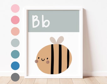 ALPHABET Print - B is for BEE - Lernbriefe für Kinder | Spielzimmer Drucke | Kinderzimmer Dekor | Vorschule Kleinkind Druck