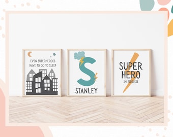 Printset superheldenjongens – Gepersonaliseerde initialen
