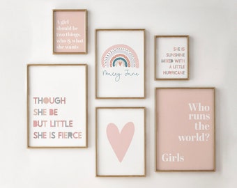 GALLERY Wall PRINT SET Collection-  Pinks -  Girls wall art, Bedroom, Playroom | Nursery decor, Teenage girls Print set,