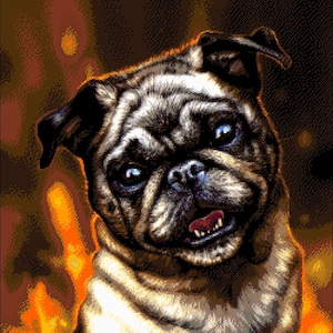 Kit per ricamo a punto croce con perline a forma di carlino, su tessuto Aida, fai da te