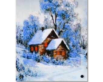 3D bead embroidery kit "Winter", bead embroidery on acrylic glass, TM Alexandra Tokareva