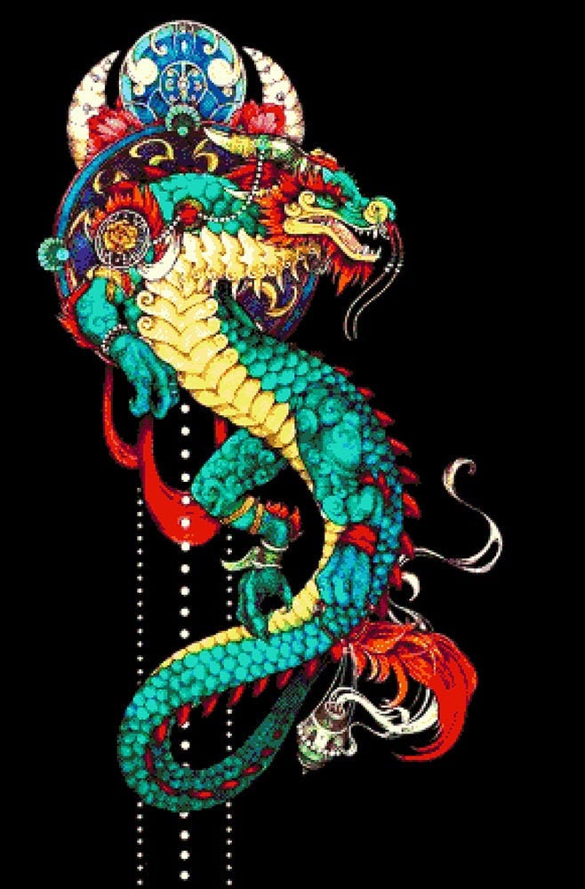 Bead Embroidery Kit dragon, Full Coverage Bead Embroidery, TM Alexandra