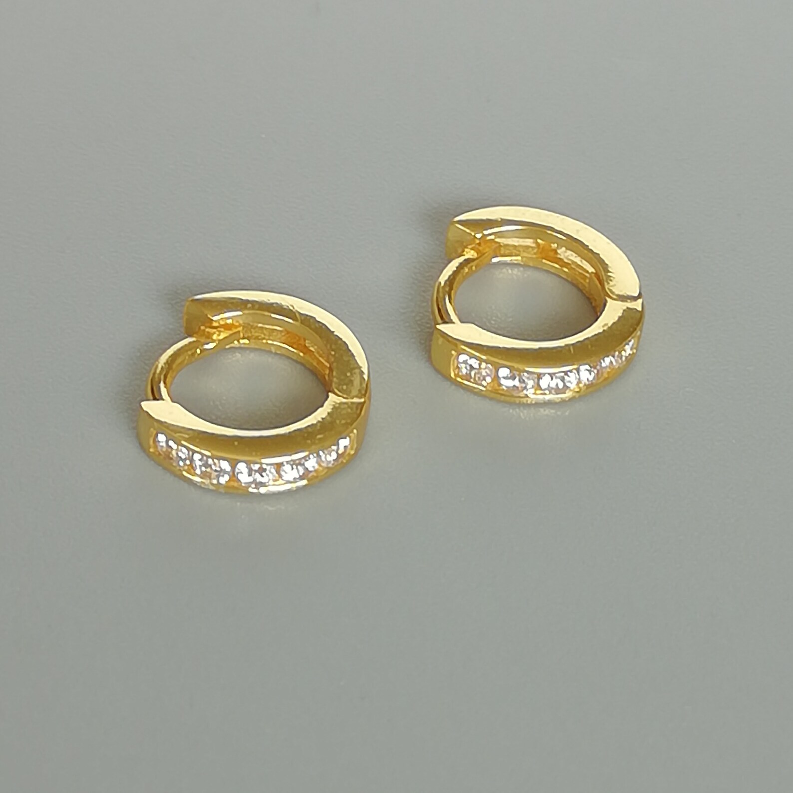 14 Mm Gold Huggie Hoops CZ Hoops Gold Plated Hoops Etsy UK