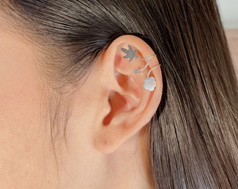 イヤリング Silver 925 Flower Ear Cuff Flora Ear Cuff（S）| フローラ イヤカフ（S) - undulant