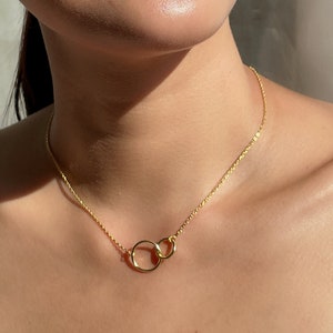 Gold circles necklace | Sterling silver necklace gold plated | Circle of life chain | Minimalist jewelry | Bridal necklace | NSB
