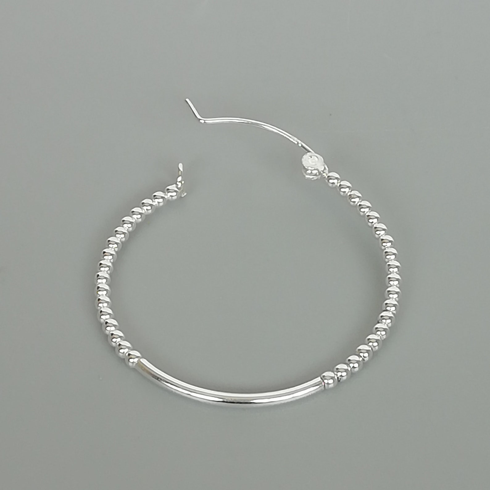 Oxidized Silver Ball Hoop