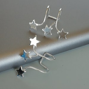 Algema de orelha de prata celestial | Algema de orelha de estrela | Algemas de estrela de prata | Algema de orelha de prata sem piercing | Presentes para ela | Algema de orelha Boho | E787