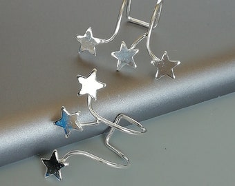 Celestial silver ear cuff | Star ear cuff | Silver star cuffs | No piercing silver ear cuff | Gifts for her | Bohemian ear cuff | EICI