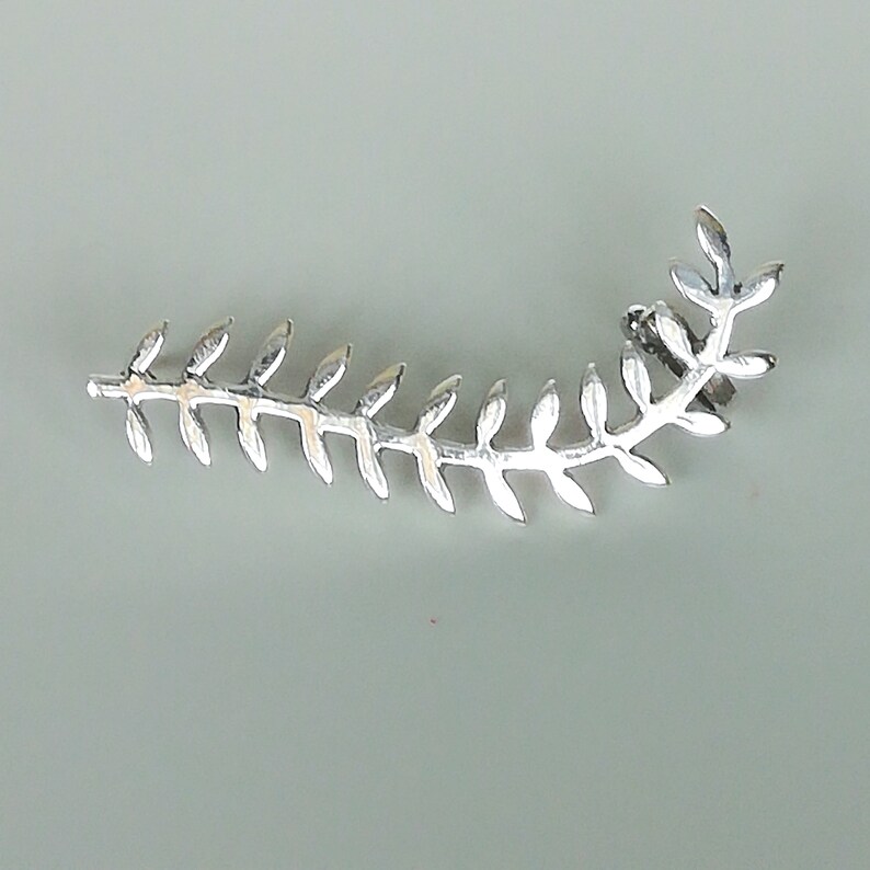 Bohemian ear climber Gifts for her Leaves earring Silver Accessories EFSF Silver leaf branch ear climber Silver earrings