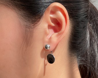 Round ear jacket |  Ball ear jacket | Silver earrings | Bohemian jewelry | Ear Accessories | Sterling silver | Earrings for her | ERLB