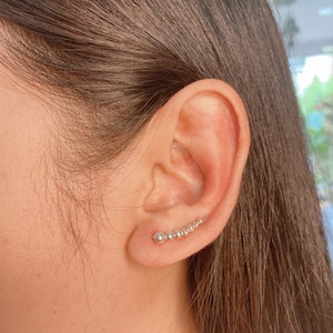 Silver balls ear climber | Silver earrings | Silver ear creeper | Silver Accessories | Gifts for her | Bohemian ear climber | E821