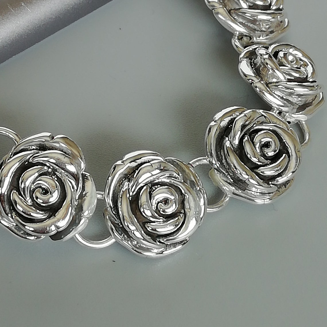 Sterling silver rose bracelet Electroformed silver bracelet Etsy