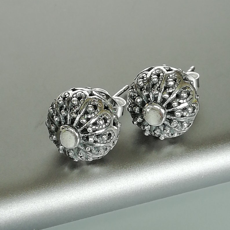 Filigree Ball Earrings Ethnic Ball Ear Stud Sterling Etsy