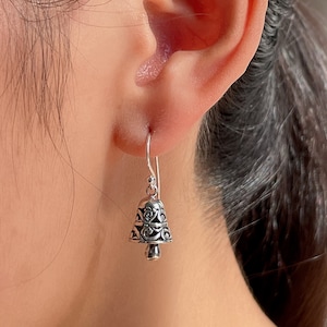 925 silver bell earrings  | Filigree silent bell ear danglers |  Ear jewelry | Bohemian jewelry | Pretty gifts for her | E648